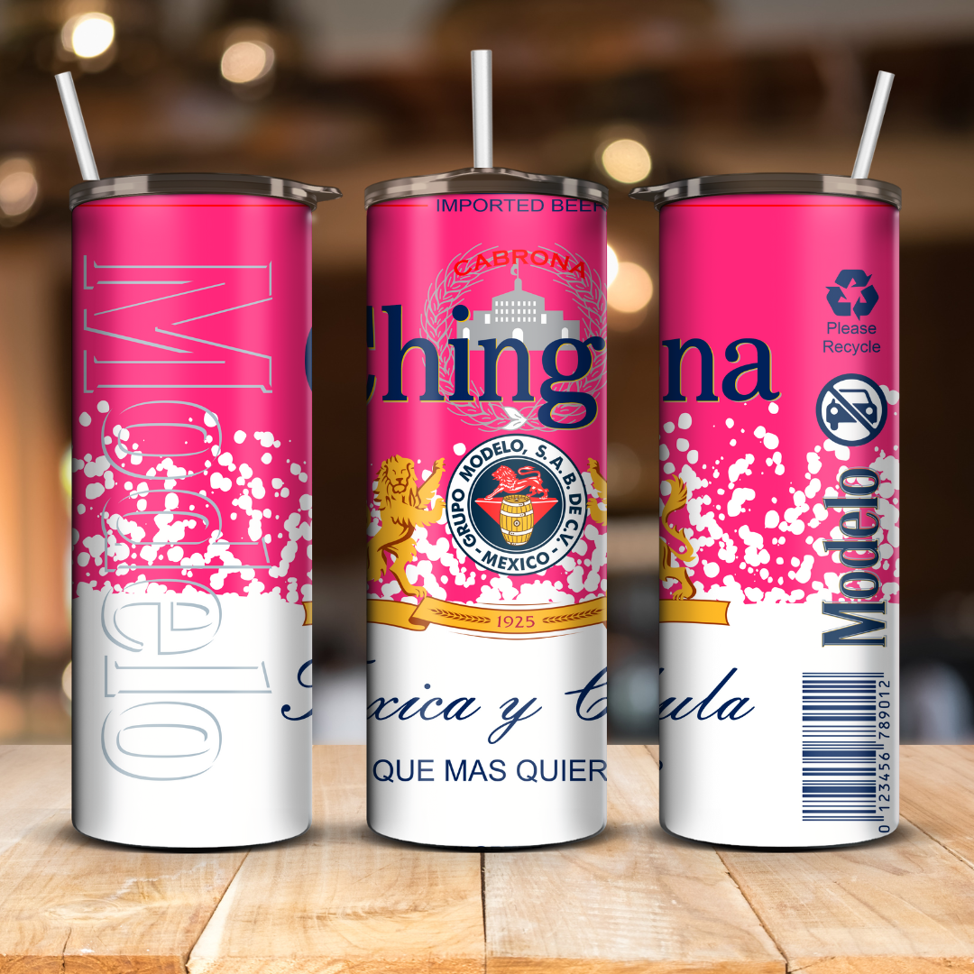 Vaso Termo Chingona, toxica y chula pink-white